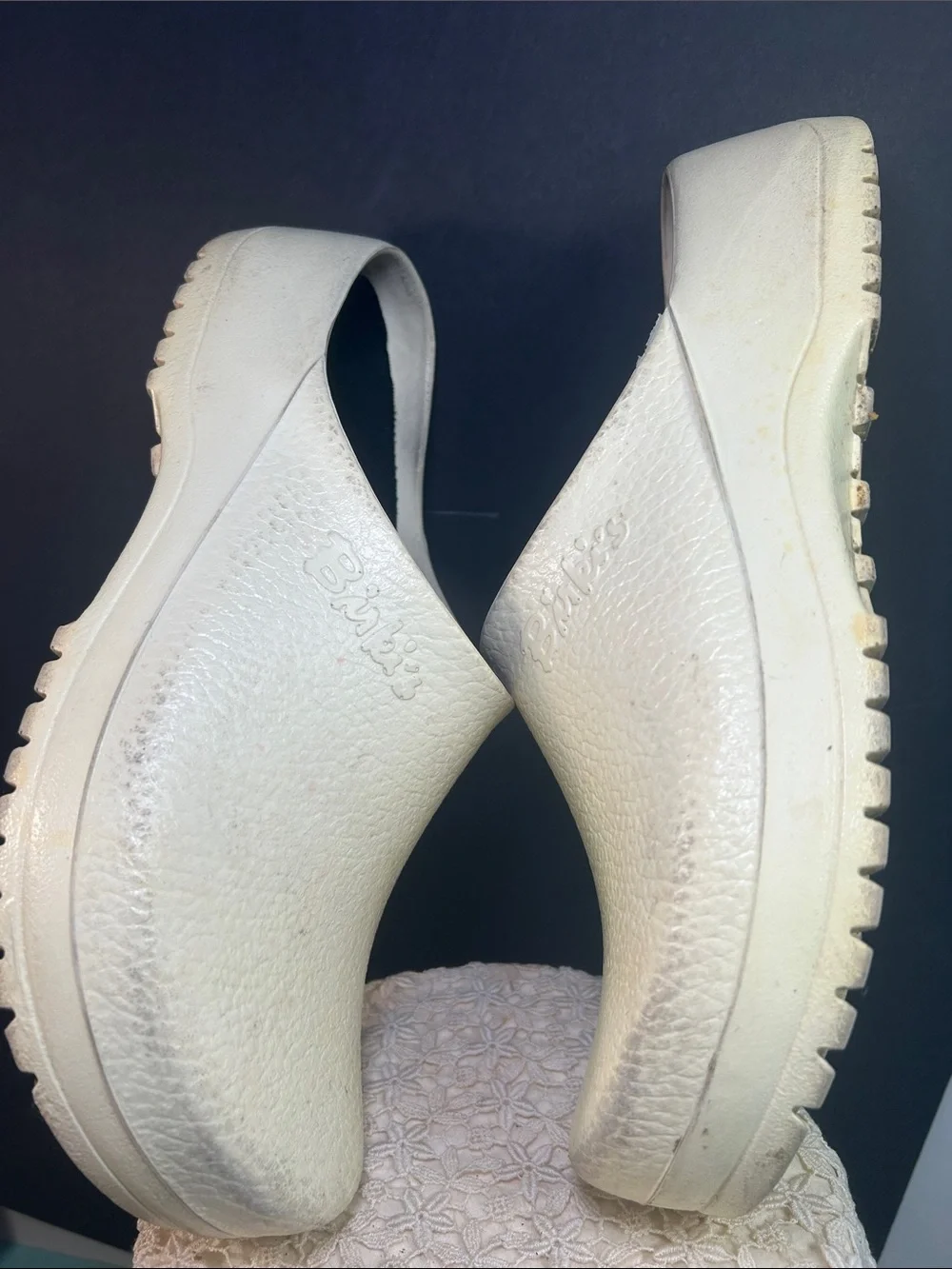 Birkies White Slip-On Clogs with Black Insole Birkenstock